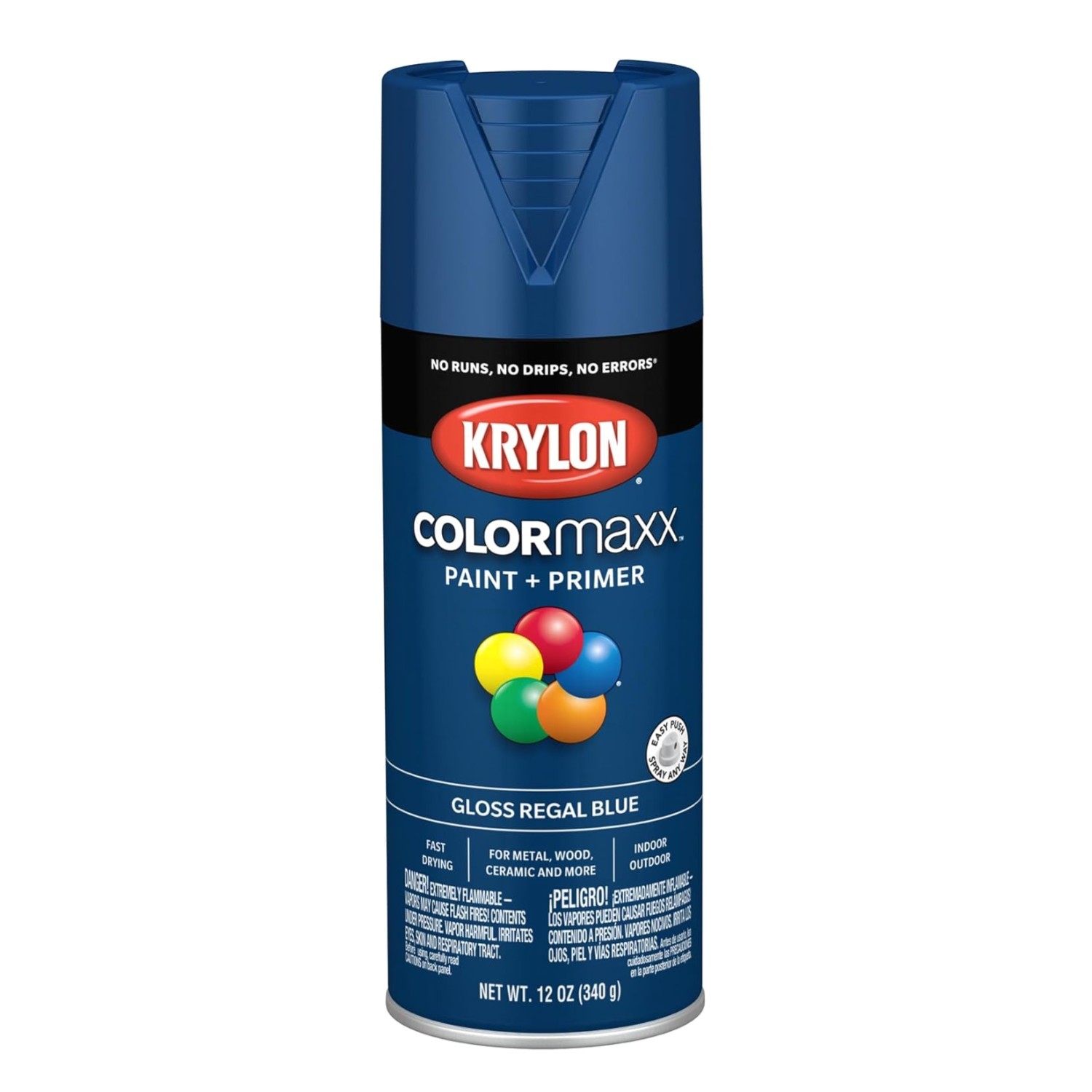 Acrylic Spray Paint & Primer, 12oz Gloss Regal Blue – Versatile Rust Protection