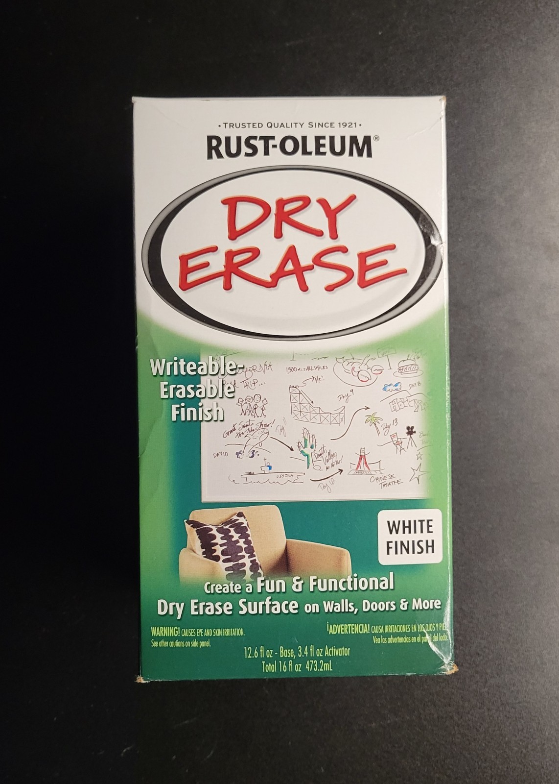 NEW Rust-Oleum Specialty Dry Erase Kit 241140 Whiteboard Paint 16 oz