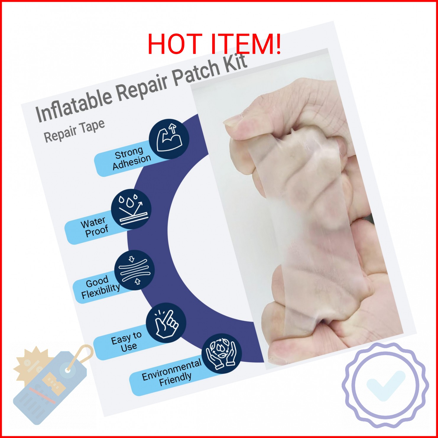 Pool Patch Repair Kit for Inflatables-Air Mattress Patch Kit Heavy Duty, Waterpr