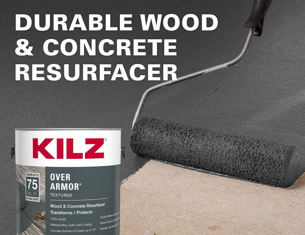 Over Armor Wood & Concrete Solid Coating Resurfacer Textured Slate Gray 1 Gallon