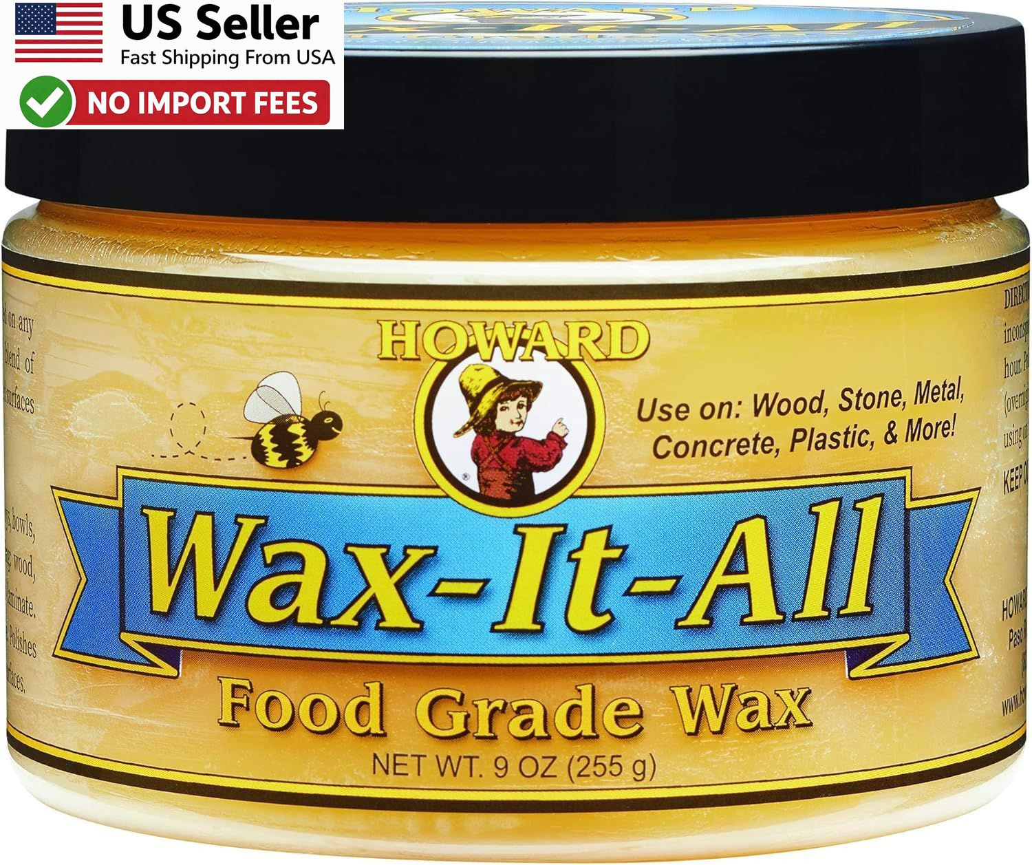 Howard Wax-It-All Food Grade Beeswax Wood Polish Protective Wax 9oz FROM USA