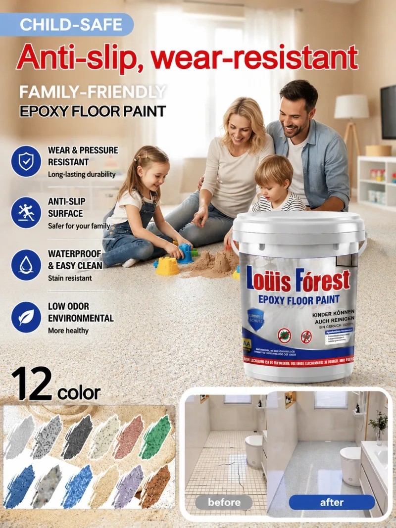 High-Gloss Marble Effect Epoxy Floor Coating, Louis Forest Epoxy Floor Paint