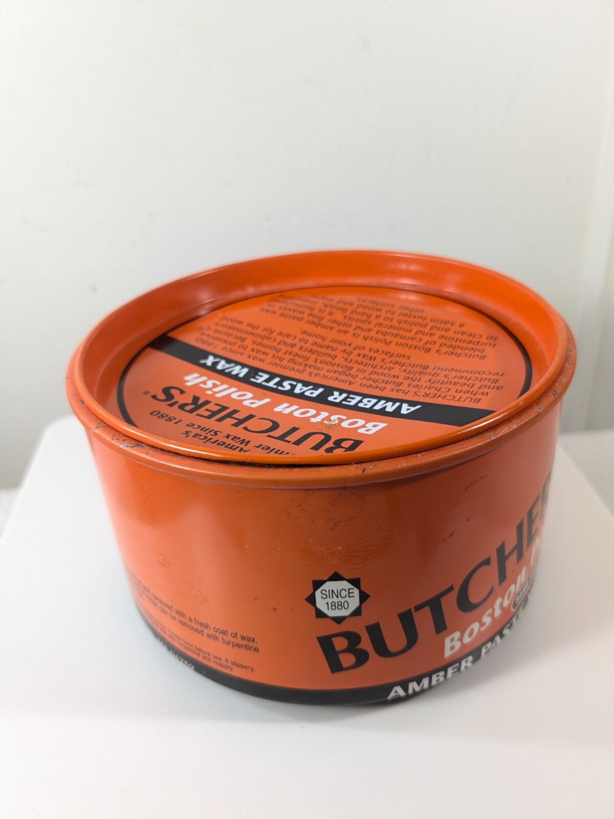 Vintage Butcher’s Wax Boston Polish Amber Paste Wax 16 oz Tin READ
