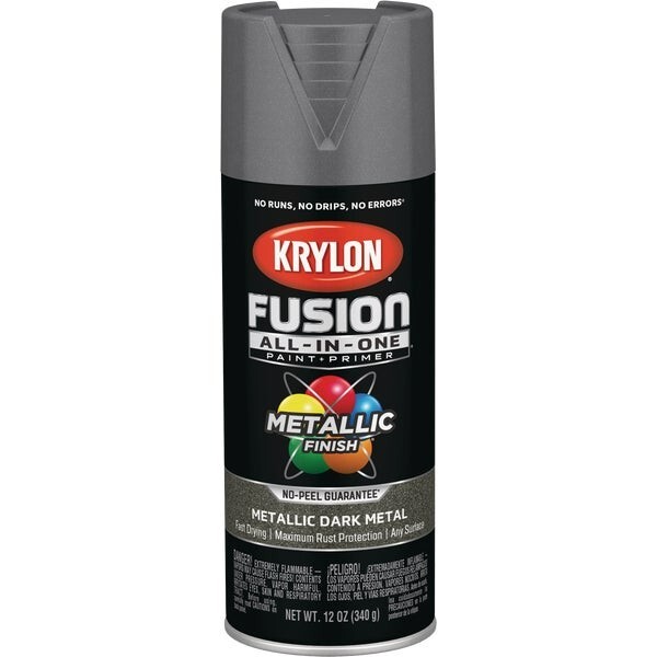 12-Krylon Fusion All-In-One Metallic Spray Paint & Primer, Dark Metal K02769007