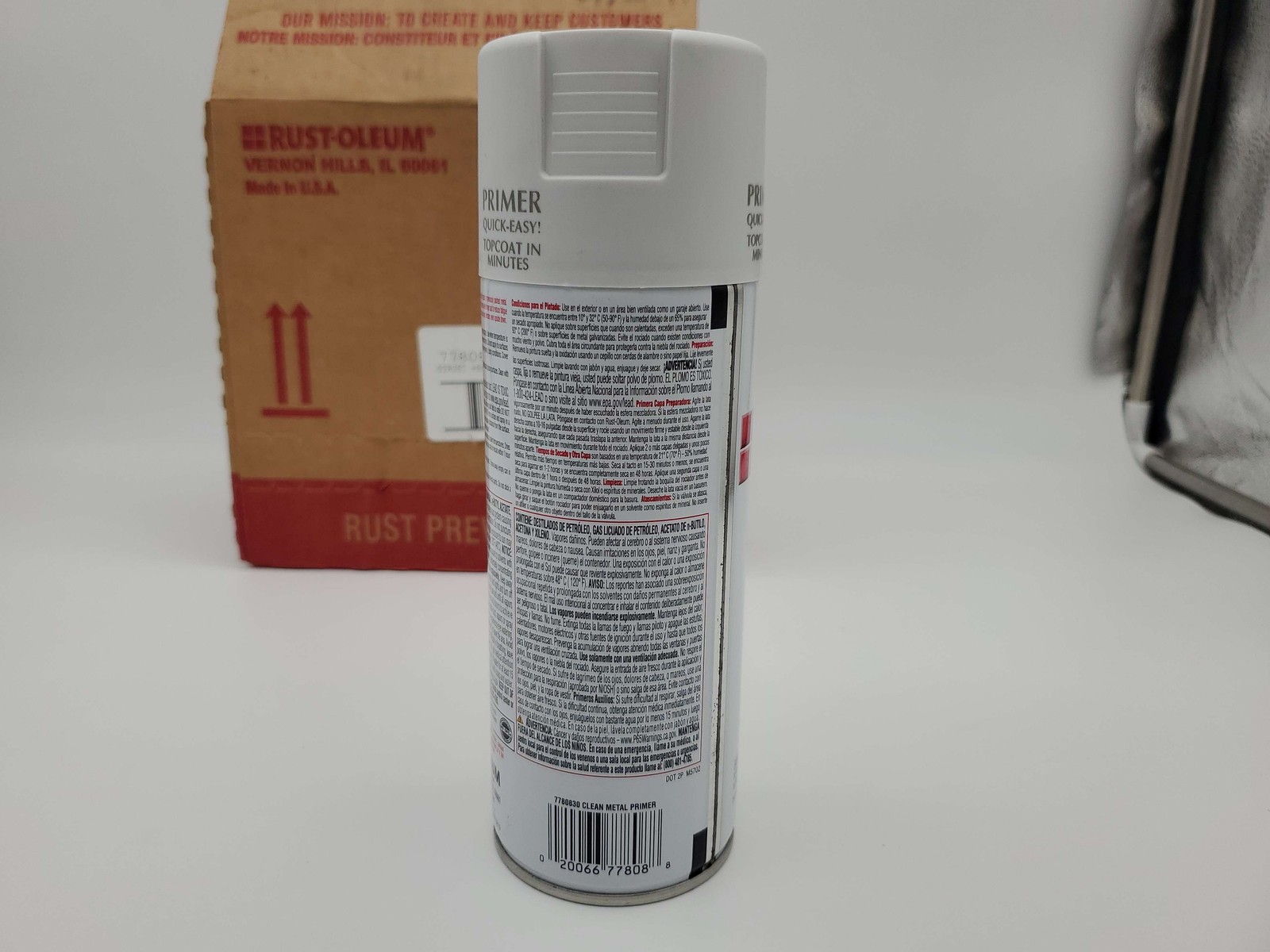 Rust-Oleum Flat White Metal Primer Rust Preventer 7780830 12 Oz Cans Pack of 6