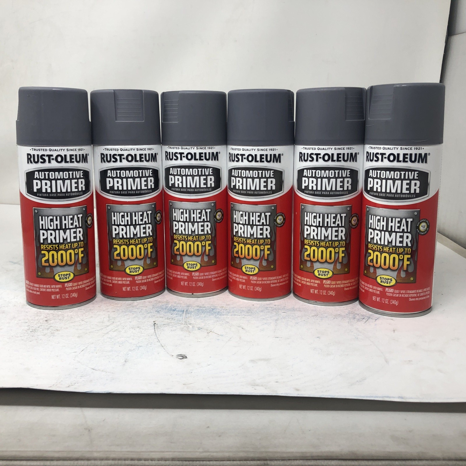 12 OZ Rust-Oleum 249340 Gray High Heat Primer Spray Paint (6 pack)