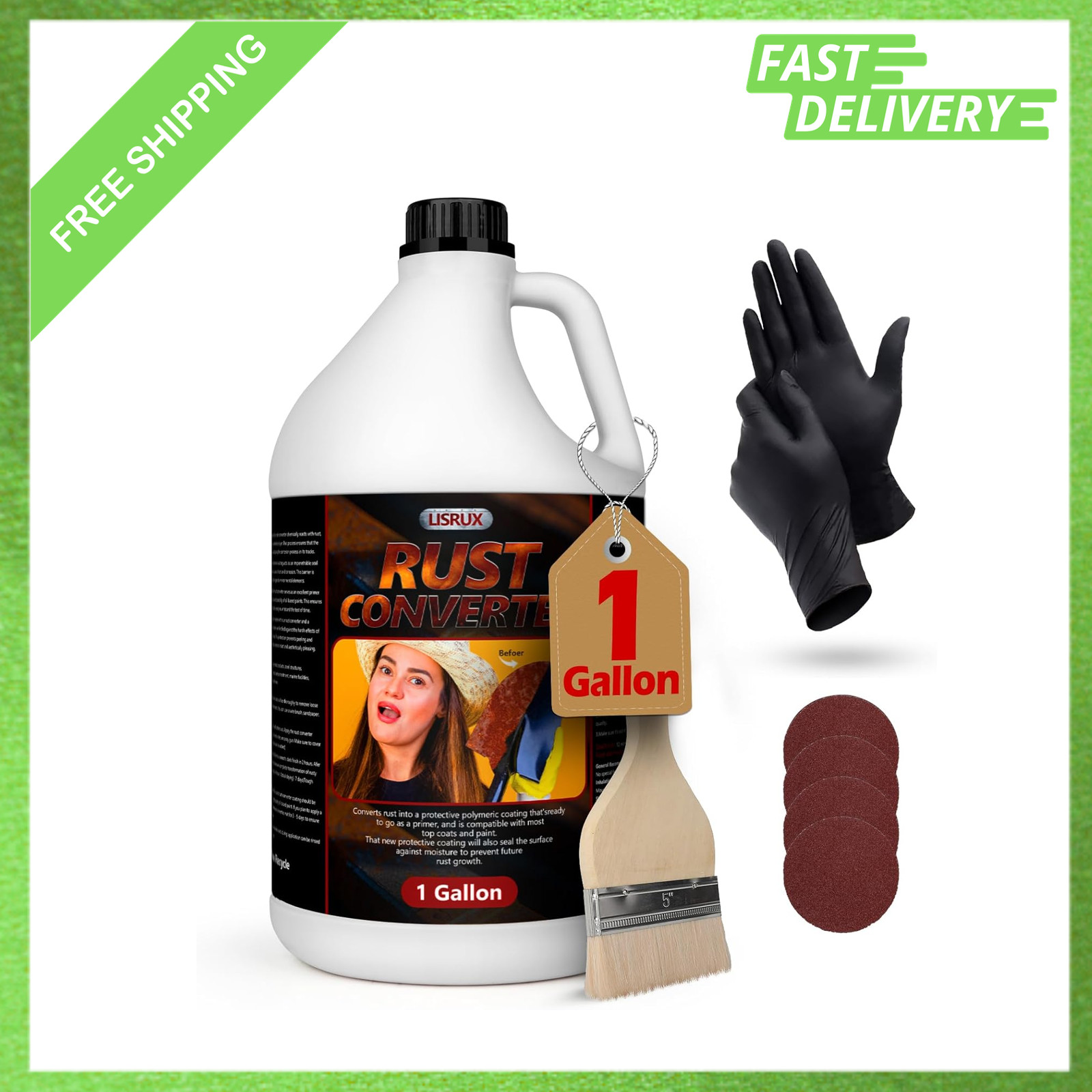 Rust Converter Metal Primer Water-Based 1 Gallon, Stops Rust Converts Rust Spots