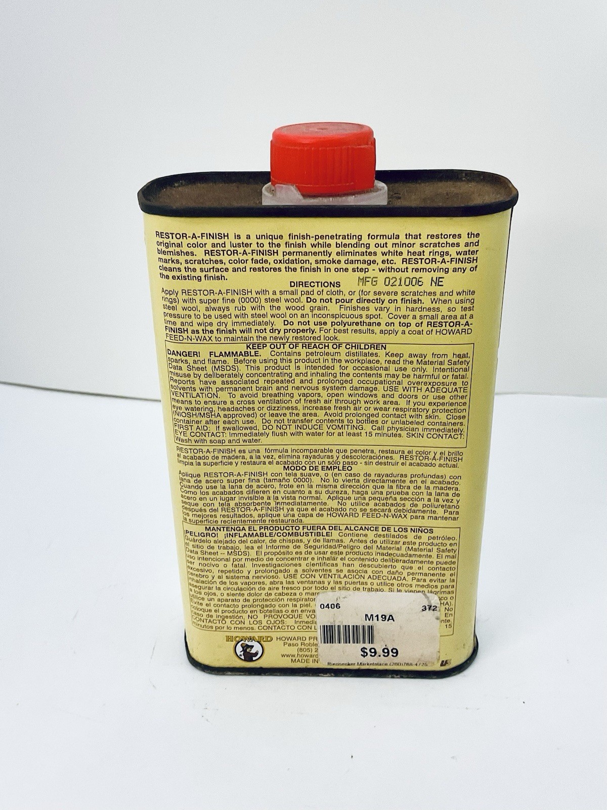 HOWARD RESTOR-A-FINISH NEUTRAL 16 FL OZ VINTAGE TIN CAN