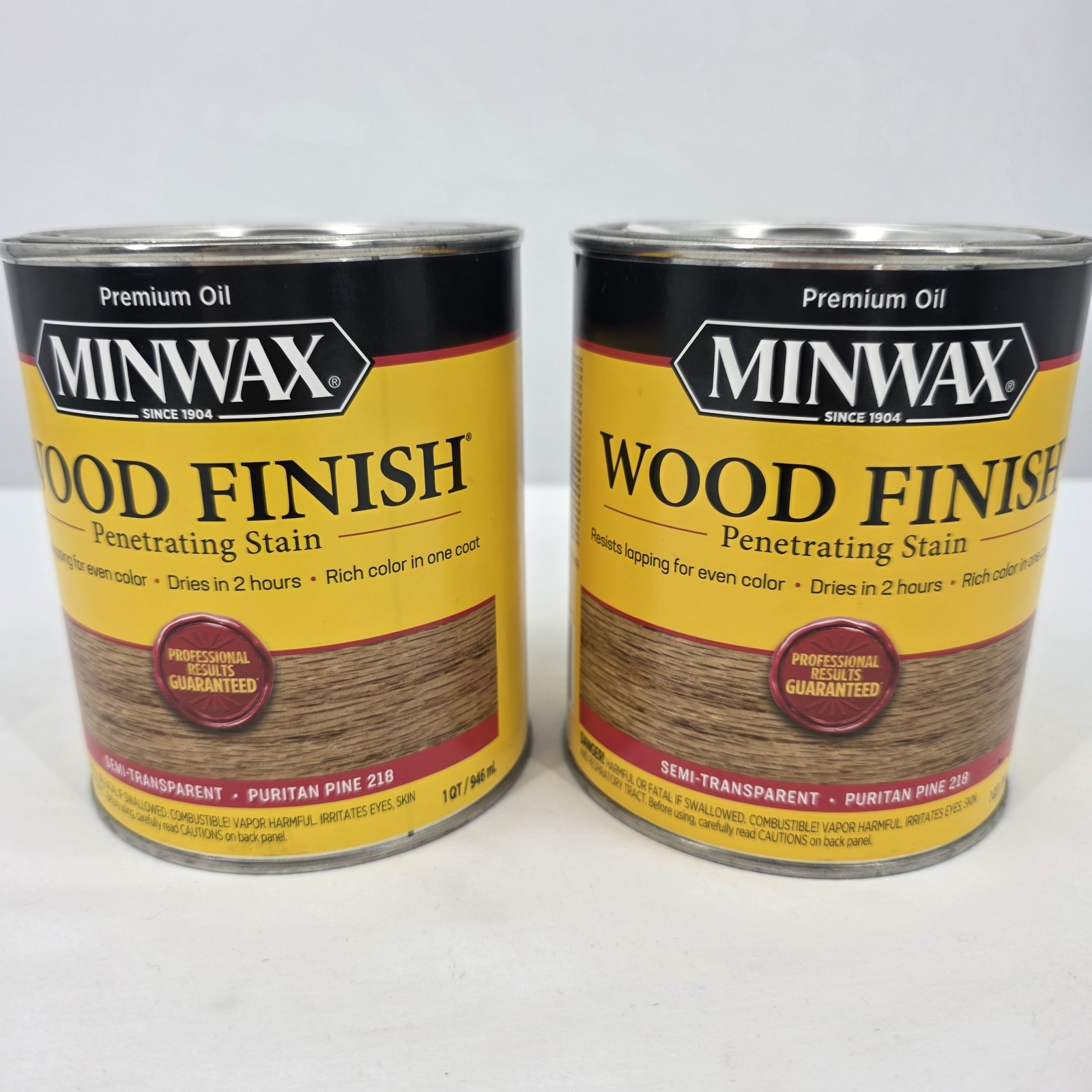 Minwax 218 Puritan Pine Wood Finish Oil-Based Wood Stain Quart New – 2 Cans
