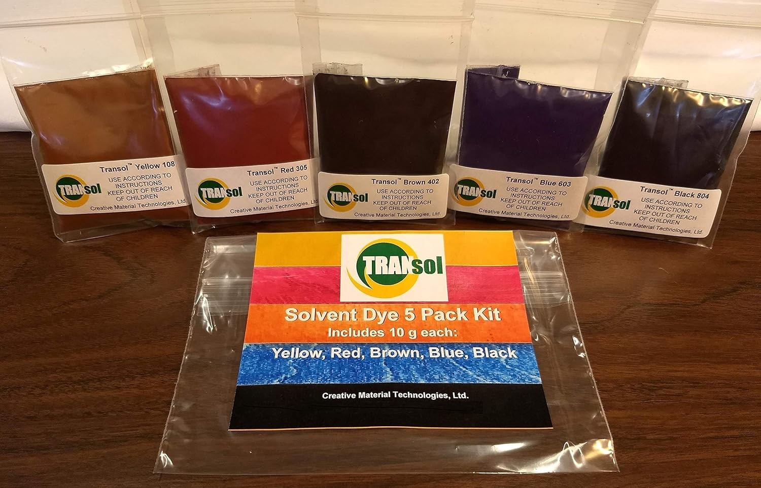 Wood Dye Powdered Solvent 5 Color Kit Wood Stain Kit 50 Grams for Wood Coloring
