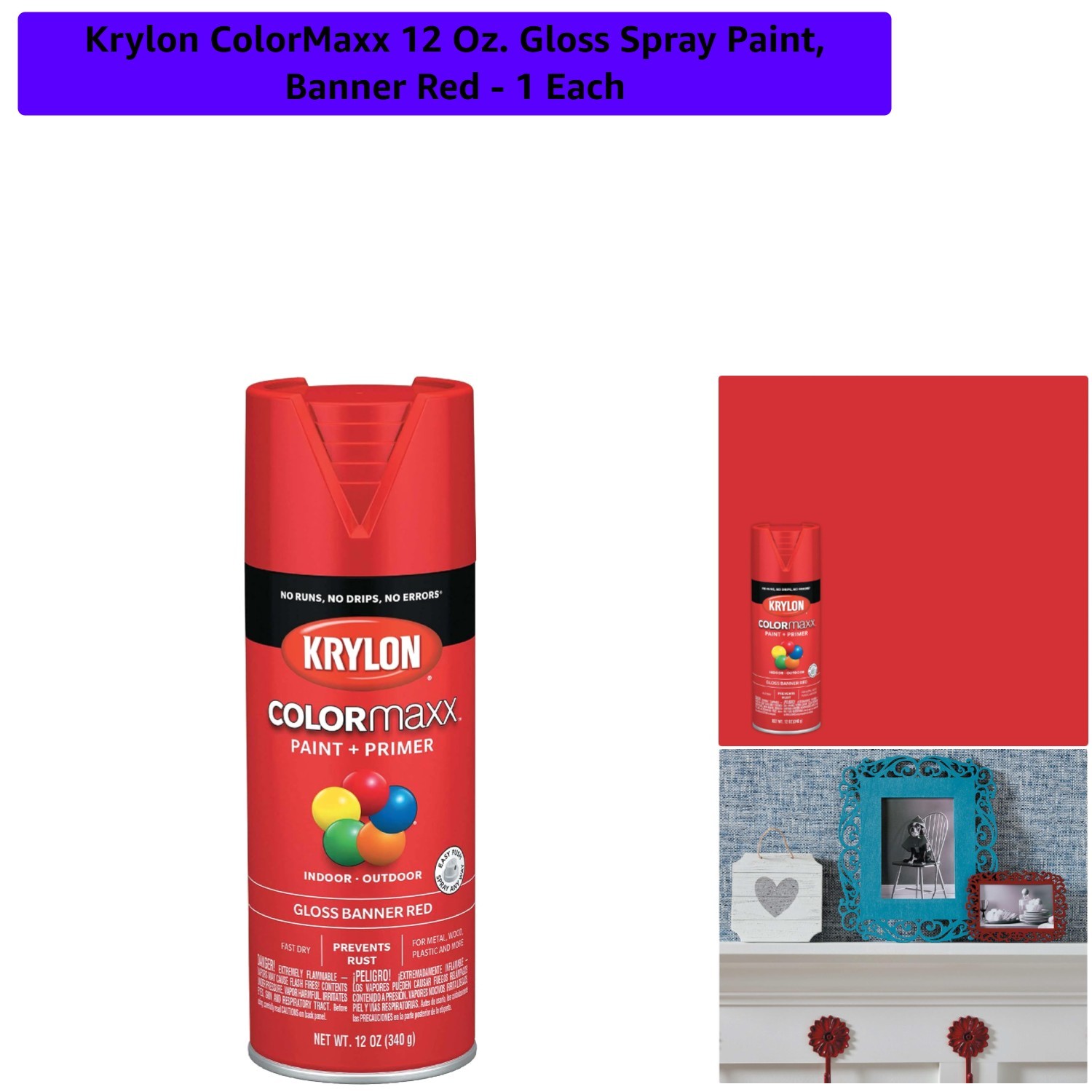 Acrylic ColorMaxx 12 Oz Banner Red Gloss Spray Paint – Perfect Finish for Crafts
