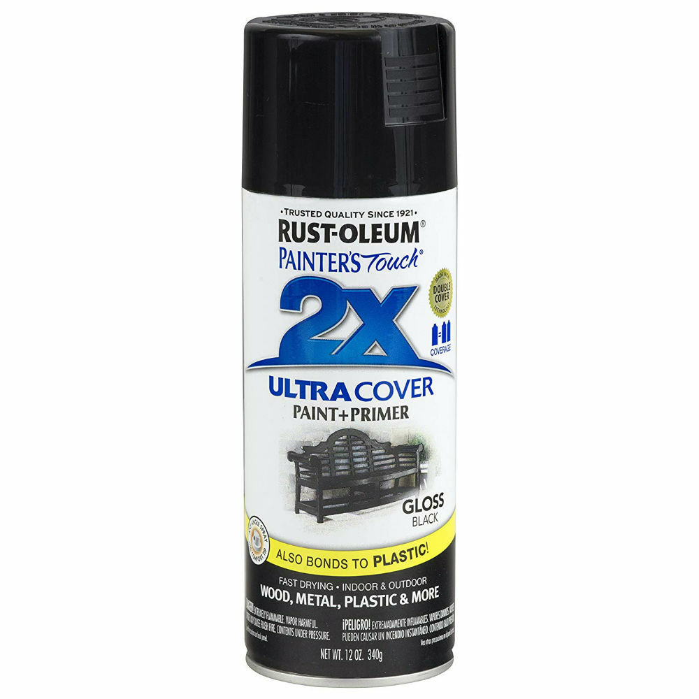 Rust-Oleum 249122 12-Oz Premium 2X Ultra-Cover Spray Paint, Gloss Black