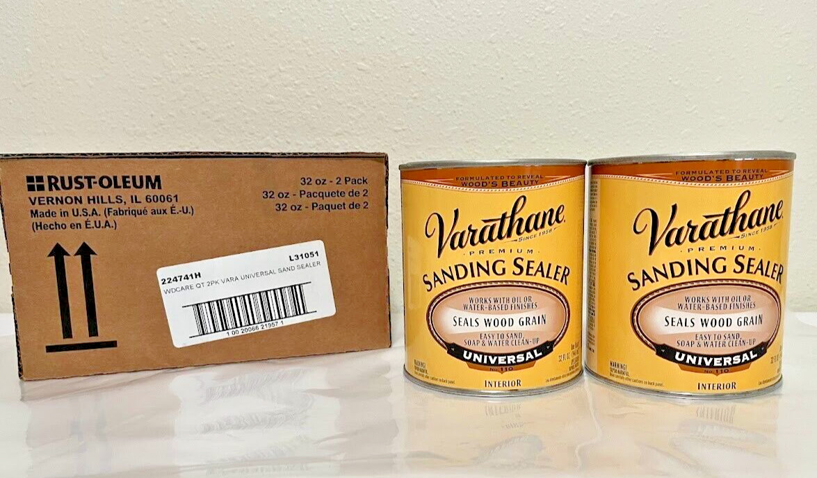 2 x Varathane Sand Sealer 32 oz ea Rust-Oleum Seals Wood Grain Factory Case