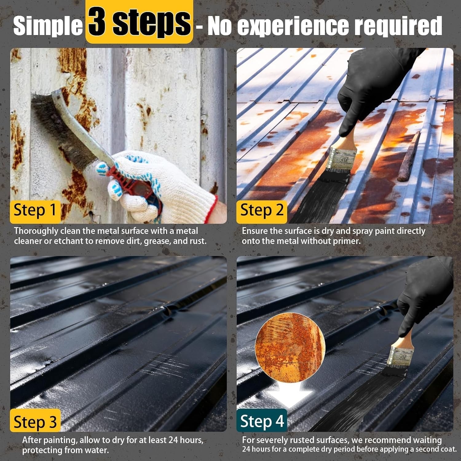 2 in 1 Rust Converter Paint 128oz Black Rust Inhibitor Metal Coating