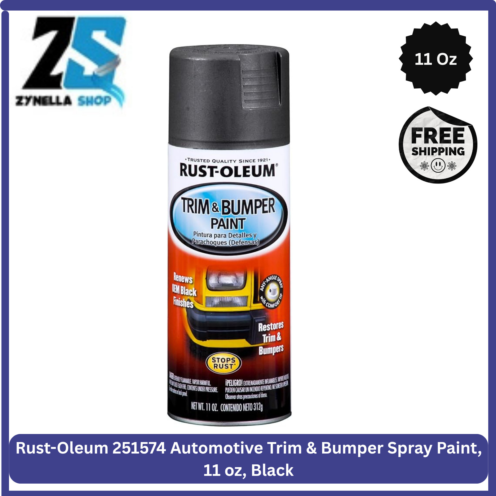 Black, Automotive Trim and Bumper Matte Spray Paint-251574, 11 Oz