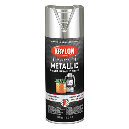 Krylon K01401777 Metallic Spray Paint, Bright Silver, Metallic, 11 Oz