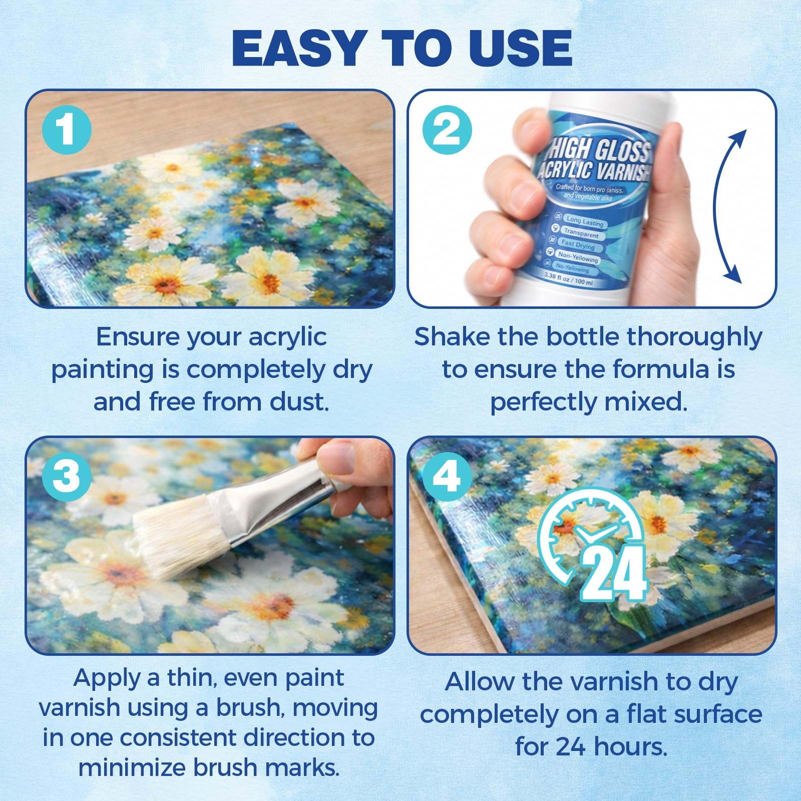 Gloss Varnish for Acrylic Painting, Varnish, Non-Yellowing, Clear
