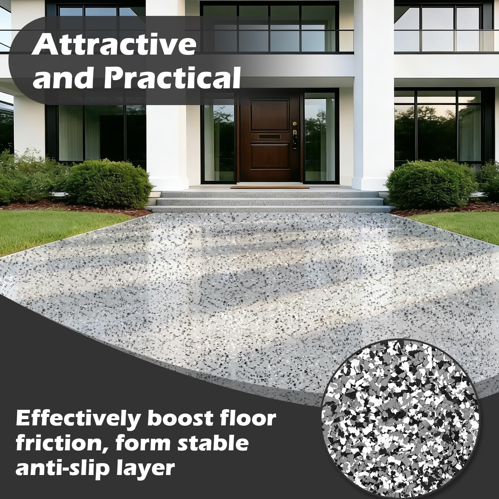 12.4lbs / 5.6 kg Epoxy Floor Flakes Black Gray White 3-5mm Blend Decorative C…