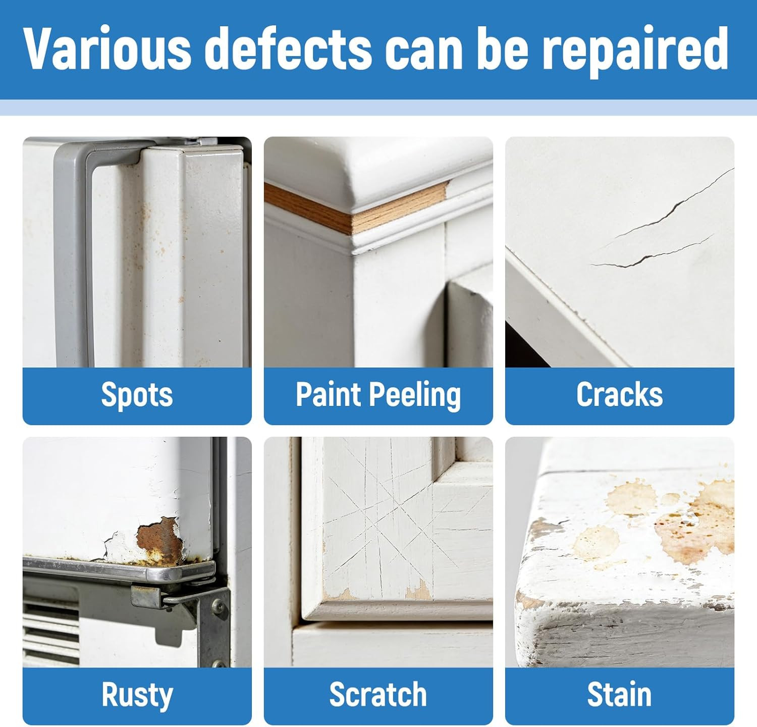 White Paint Multi Surface Semi-Gloss White Touch up Paint Repair for Metal,Wall,