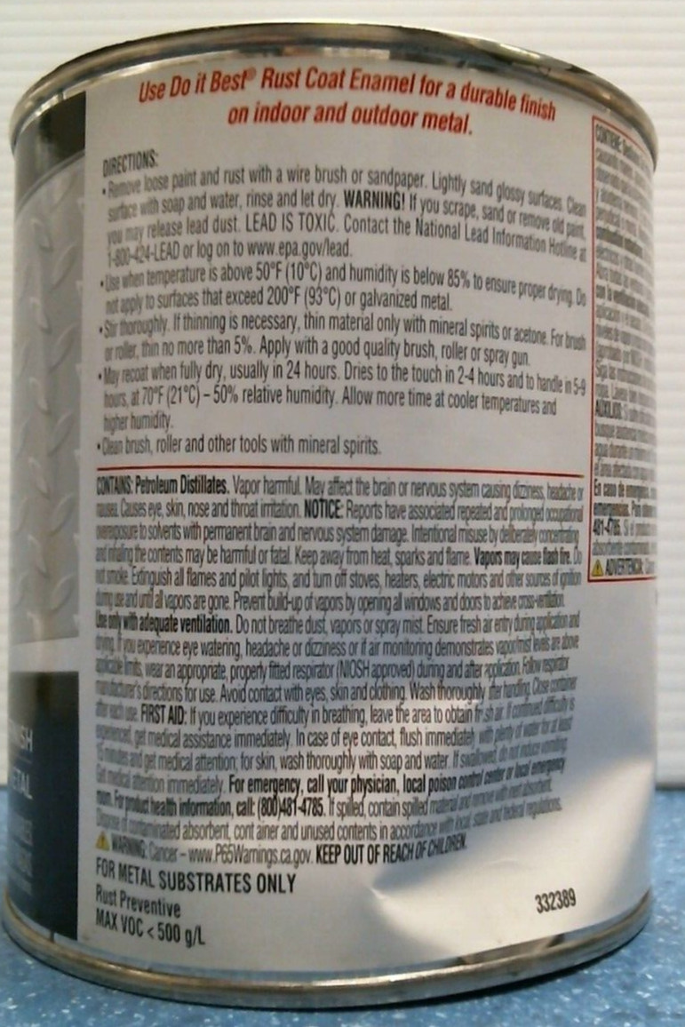 Do It Best Rust Coat Enamel, Gloss Black 1 qt. (77509) FS