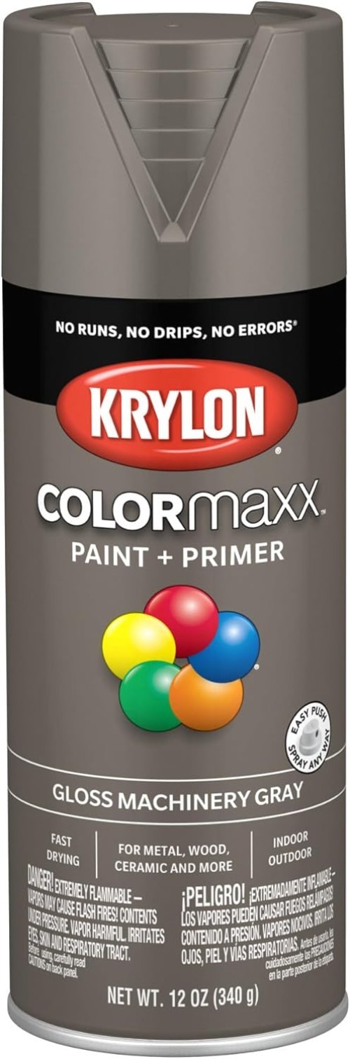 Acrylic Spray Paint and Primer for Indoor Outdoor Use in Gloss Machinery Gray