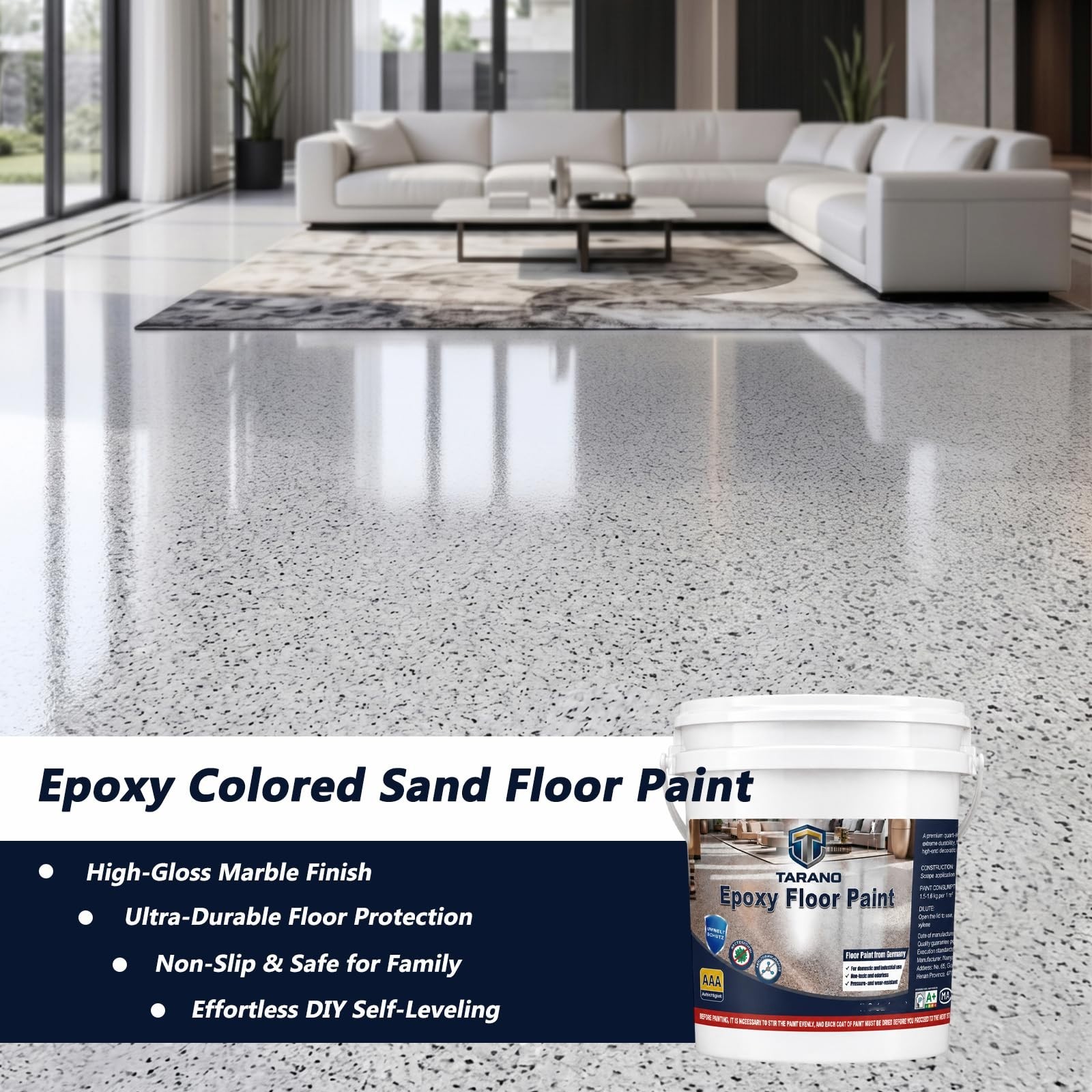 Colored Epoxy Floor Paint for Concrete – Self-Leveling, High-Gloss, Non-Slip, Ma