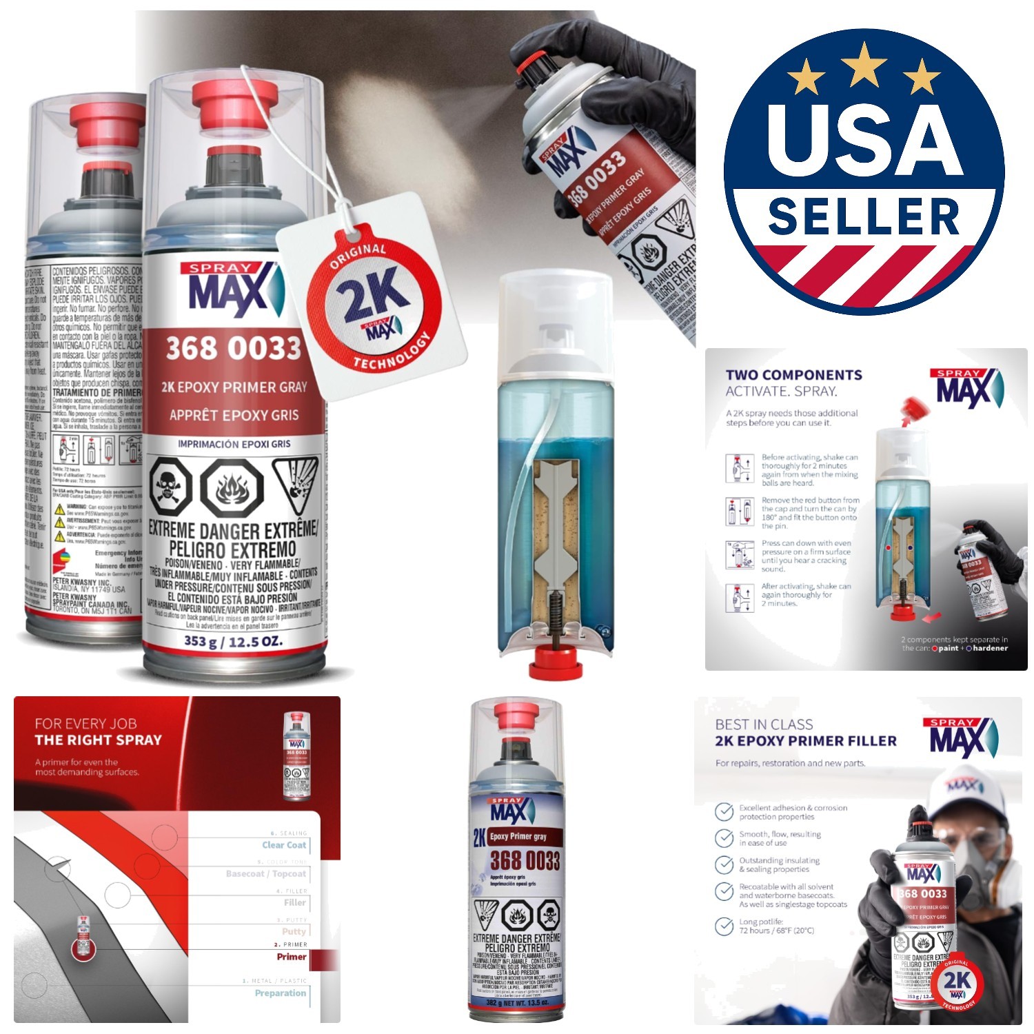Fast-Drying 2K Epoxy Primer Gray | Professional-Grade Spray for Metal Surfaces