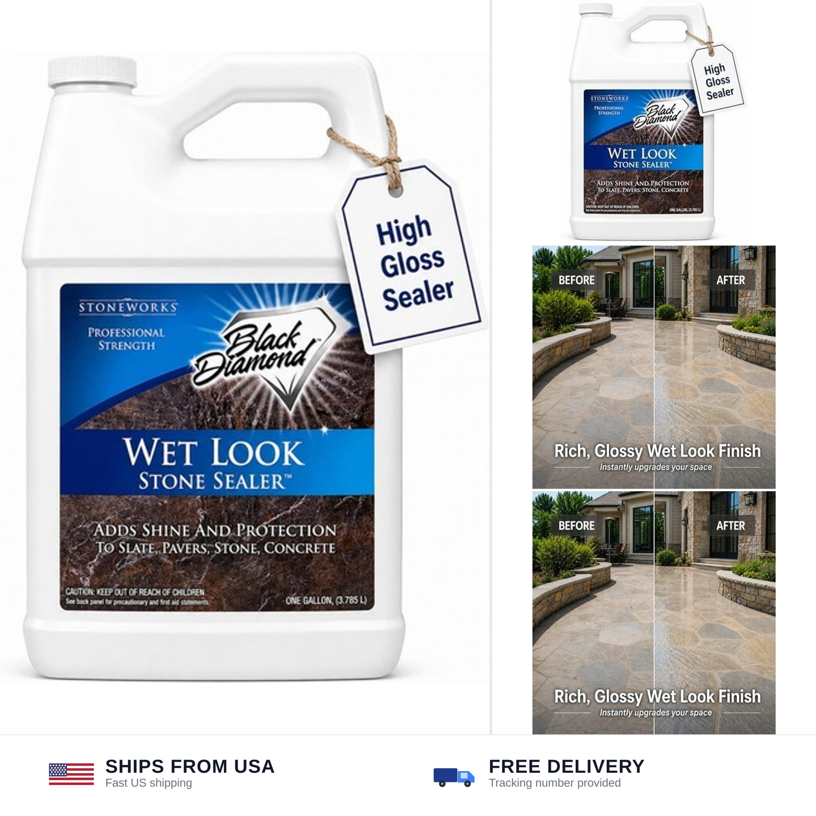 Wet Look Natural Stone Sealer. Durable, Long-Lasting Gloss Protection. Interi…