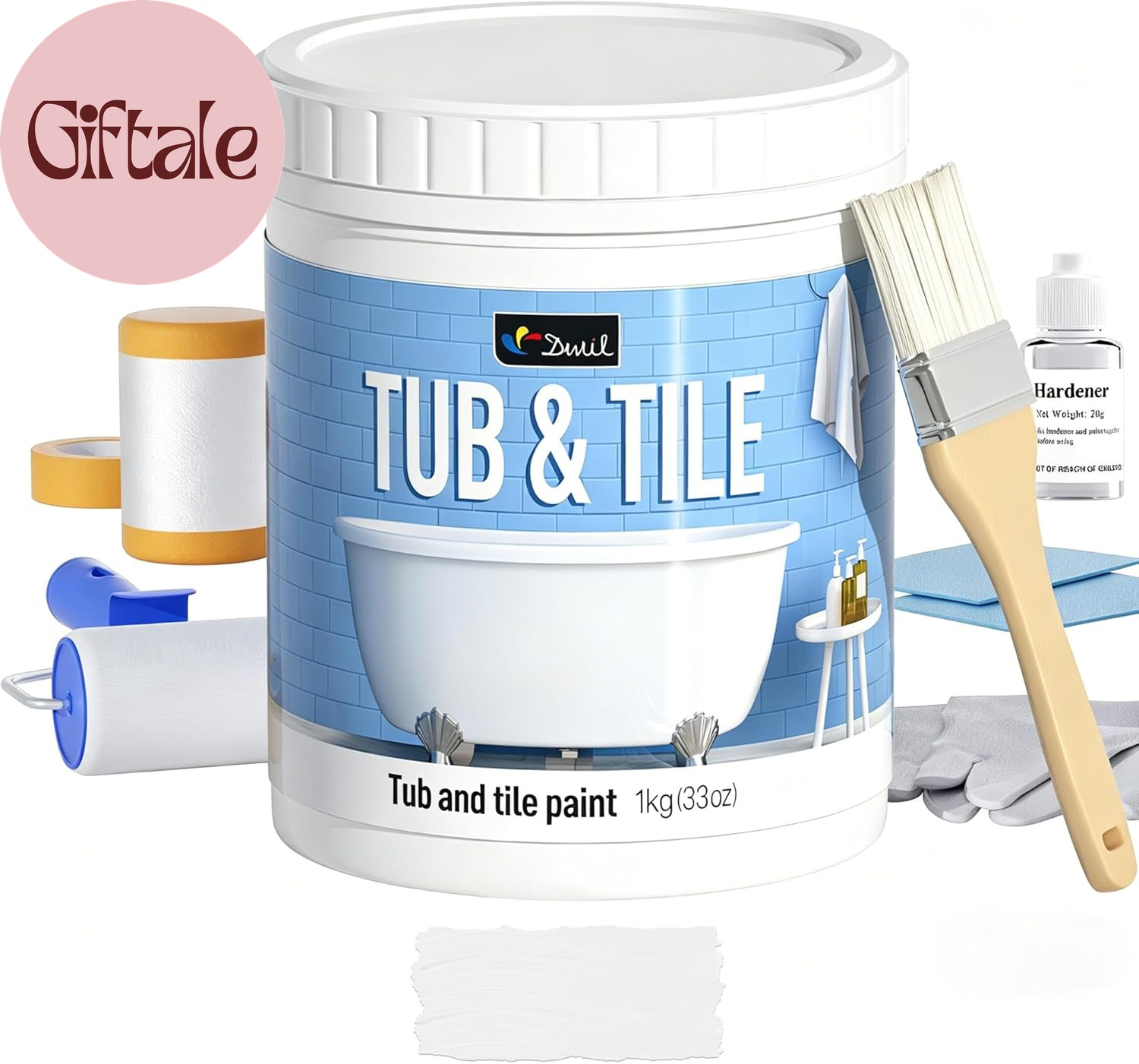 Tub Paint, Tub and Tile Refinishing Kit 33Oz with Tools, Tile Refinishing Kit Wh