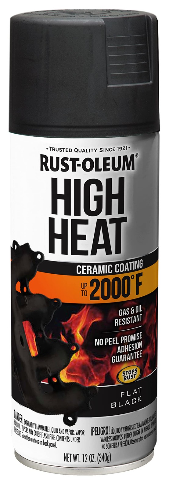 Rust Oleum High Heat Enamel Spray Paint 12 Ounce Flat Black Gas Oil Resistant