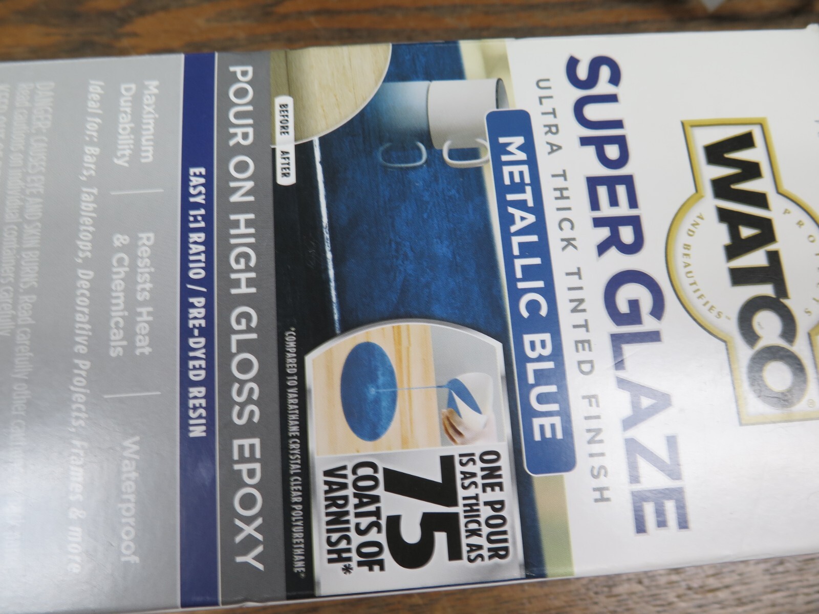 ✅ Rust-Oleum Watco- Super Glaze Pour On High Gloss Epoxy Met-Blue 1qt