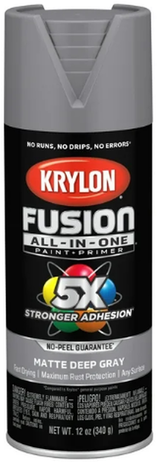 Krylon Fusion All In One 12 oz Matte Deep Gray Spray Paint Indoor Outdoor Use