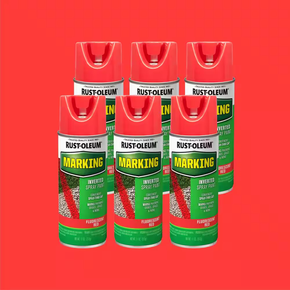 11 Oz. Fluorescent Red Marking Spray Paint (6-Pack)