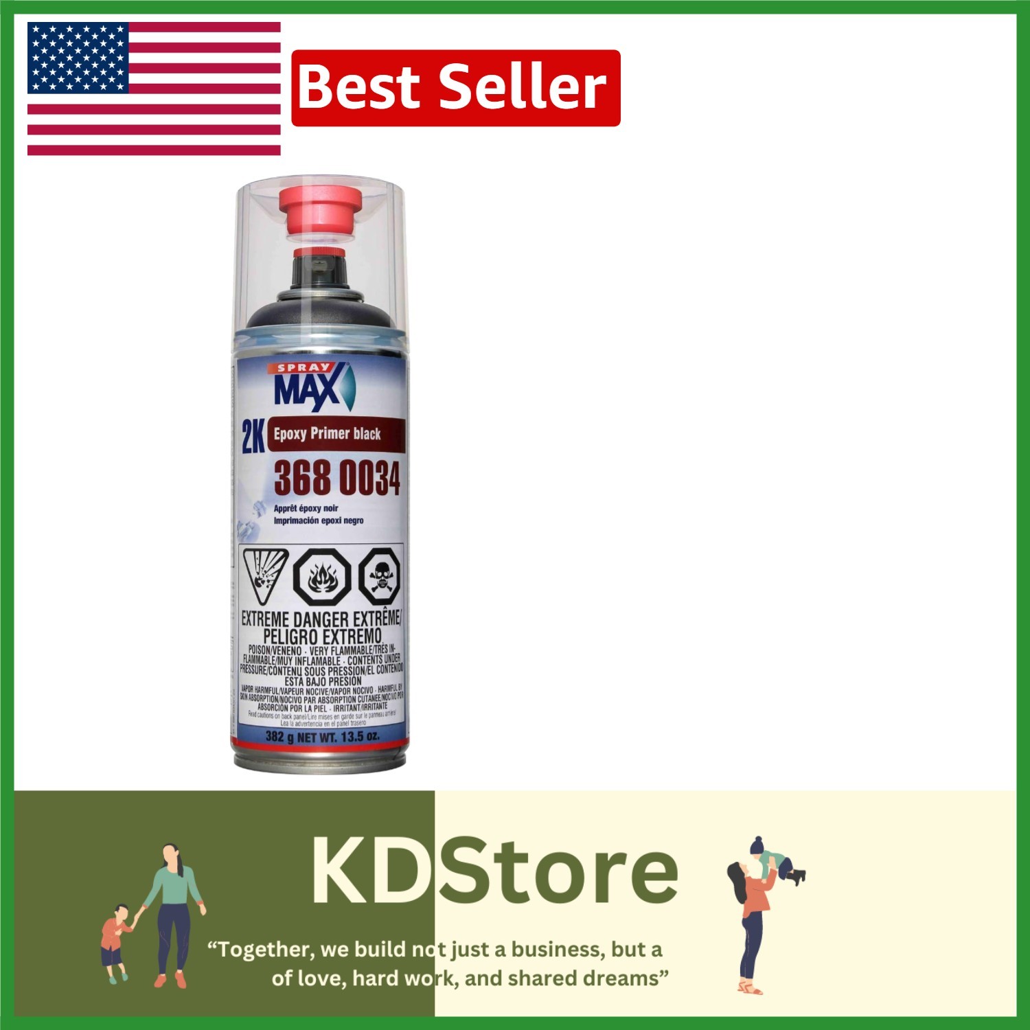 Matte Black 2K Epoxy Primer Spray – 13.5 Fl Oz, Perfect for Metal Surfaces