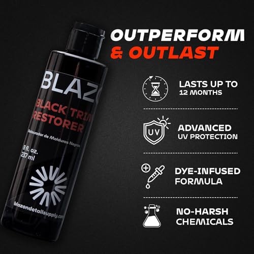 Black Trim Restorer – Dye-Infused Plastic Restorer for Faded Exterior 8 oz