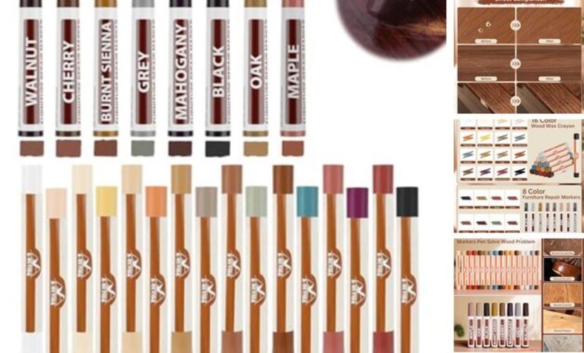Wood Filler Putty Sticks -16 Colors Wax Crayons & 8 Furniture Marker Touch-Up