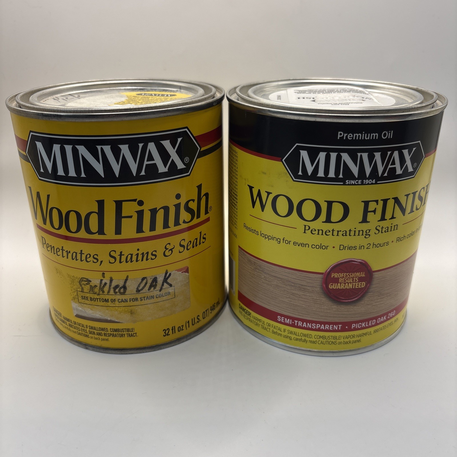 2 – Minwax Pickled Oak 260 Wood Finish Oil-Based Wood Stain 1 Quart – New