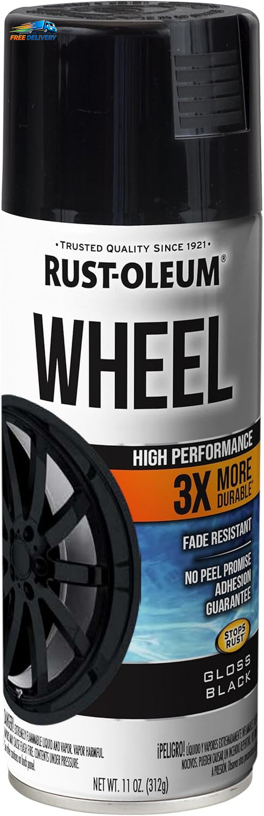 368076 High Performance Wheel Spray Paint, 11 Oz, Gloss Black