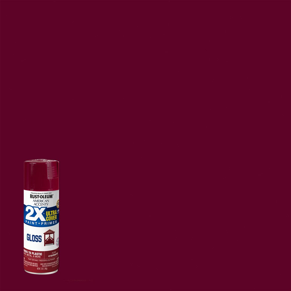 All Surfaces 2X Ultra Cover Gloss Cranberry Spray Paint & Primer Shiny Look 12Oz