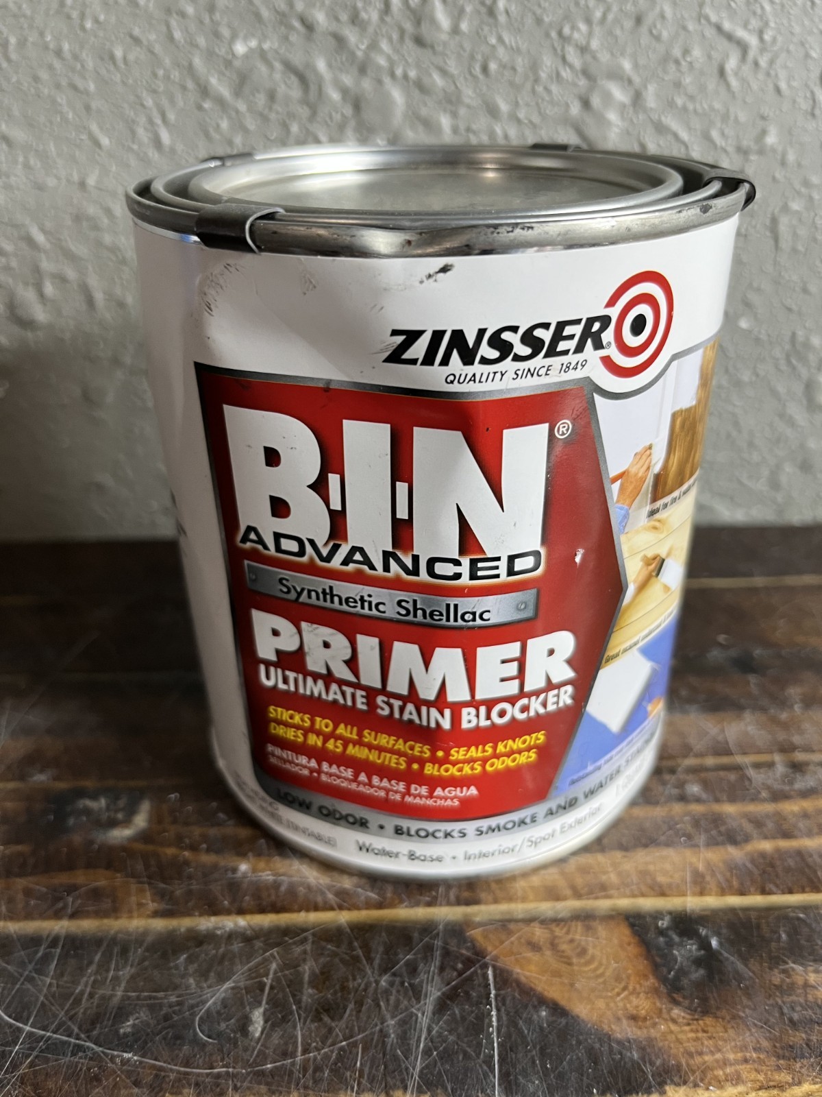 Zinsser B-I-N Advanced Synthetic Shellac Primer 1 Quart Stain Blocker White