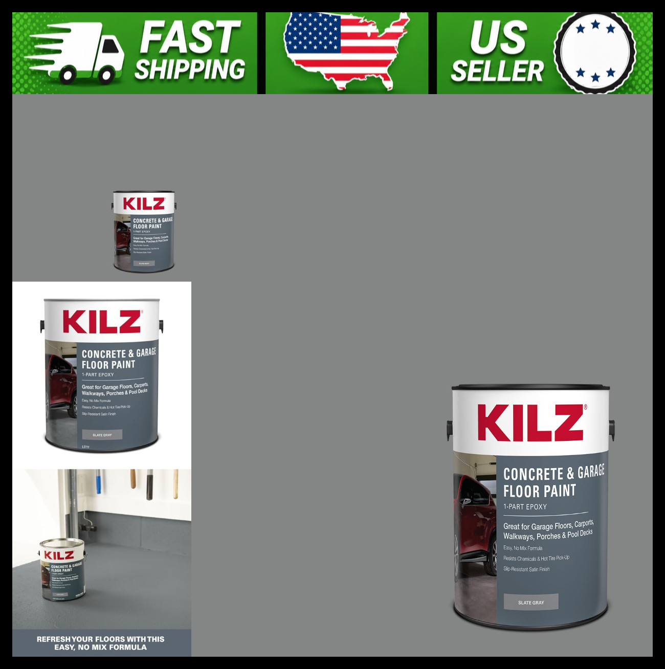 KILZ Epoxy Concrete Garage Floor Paint Slate Gray 1 Gallon