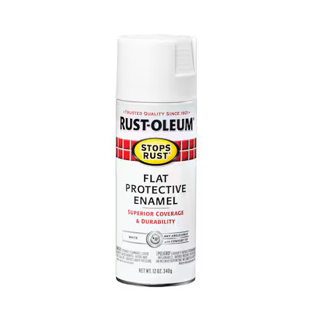 Rust-Oleum 7790830 Spray Paint, White, Flat, Solvent, 12 Oz