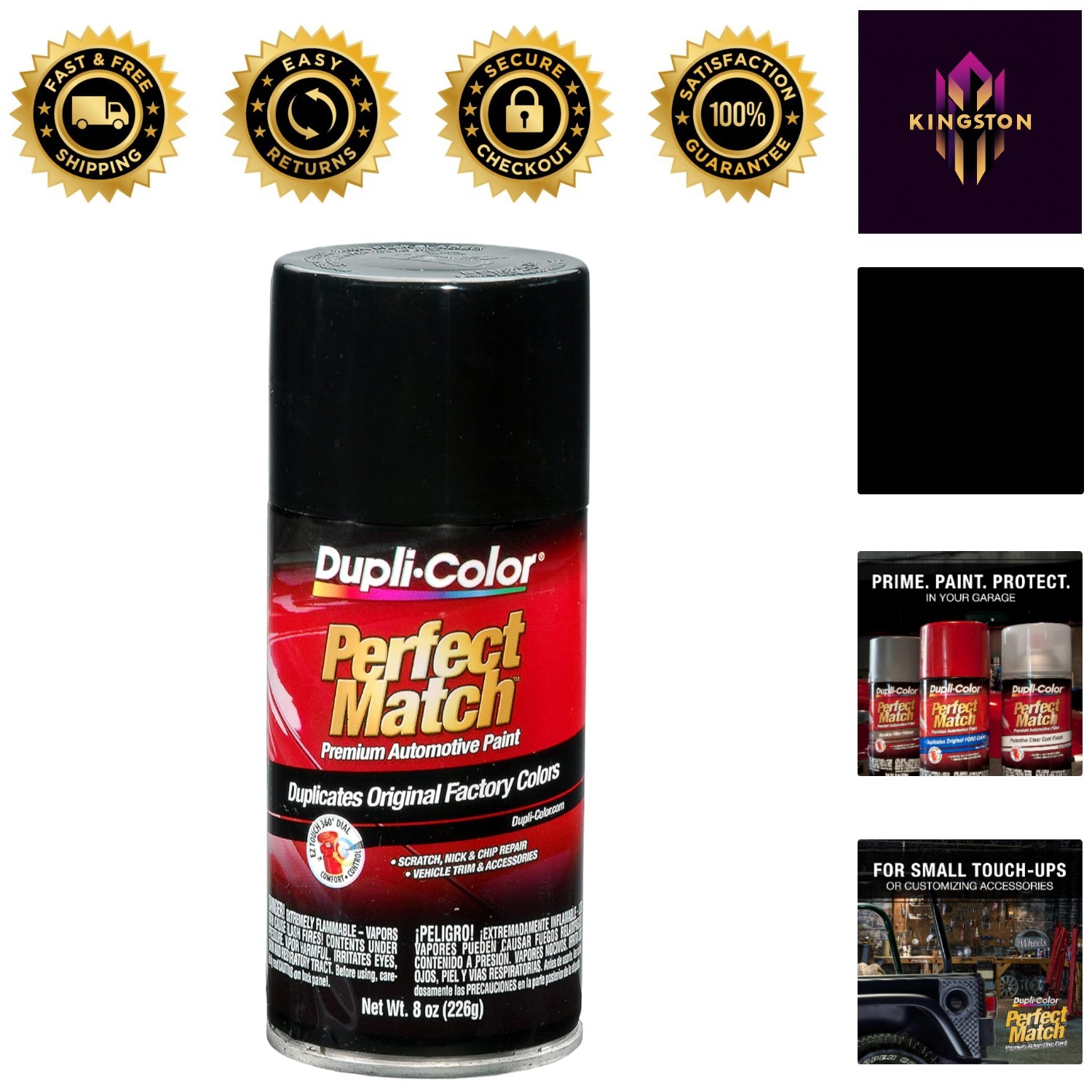 8 Oz. Universal Gloss Black Lacquer Paint – EZ Touch Application for Vehicles