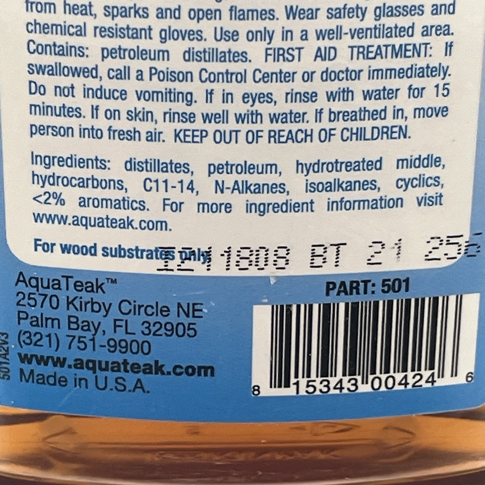 AquaTeak Premium Teak Oil, 501SS, 16 Oz AQUA TEAK NEW