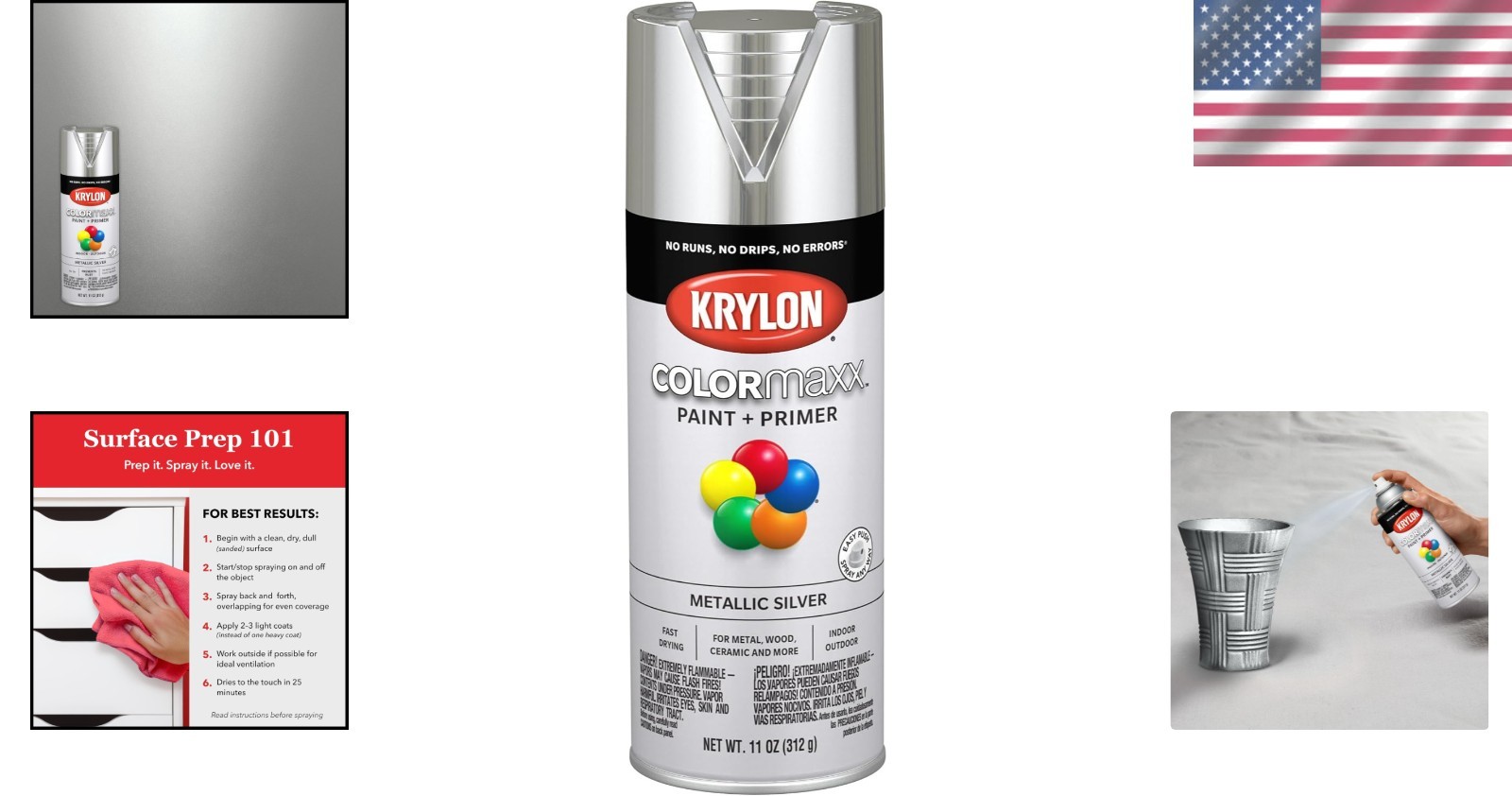 Versatile 11 Oz Metallic Silver Spray Paint for Indoor/Outdoor DIY Projects
