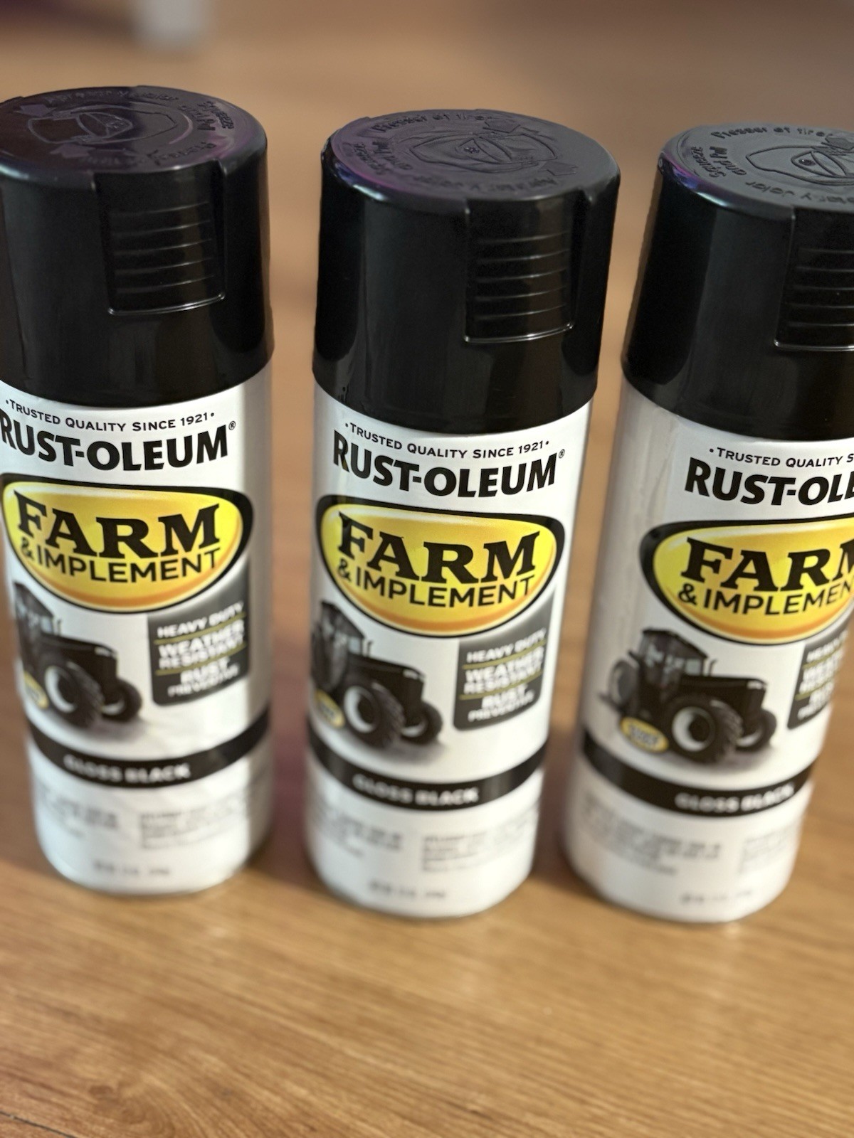 RustOleum Gloss Black Farm & Implement Spray Paint – 12 oz. Lot of 3 Cans