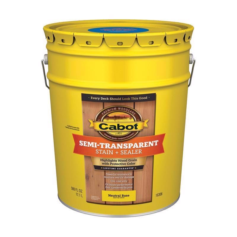 Cabot Semi-Transparent Low VOC Stain & Sealer 5 gal Neutral Base Tintable