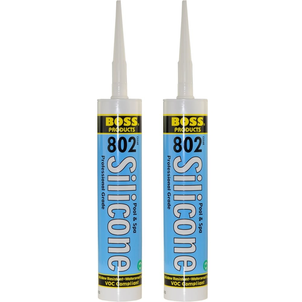 2-Pack Boss 802 Clear Pro Grade Silicone Sealant for Pool, spa, 560ML, clear