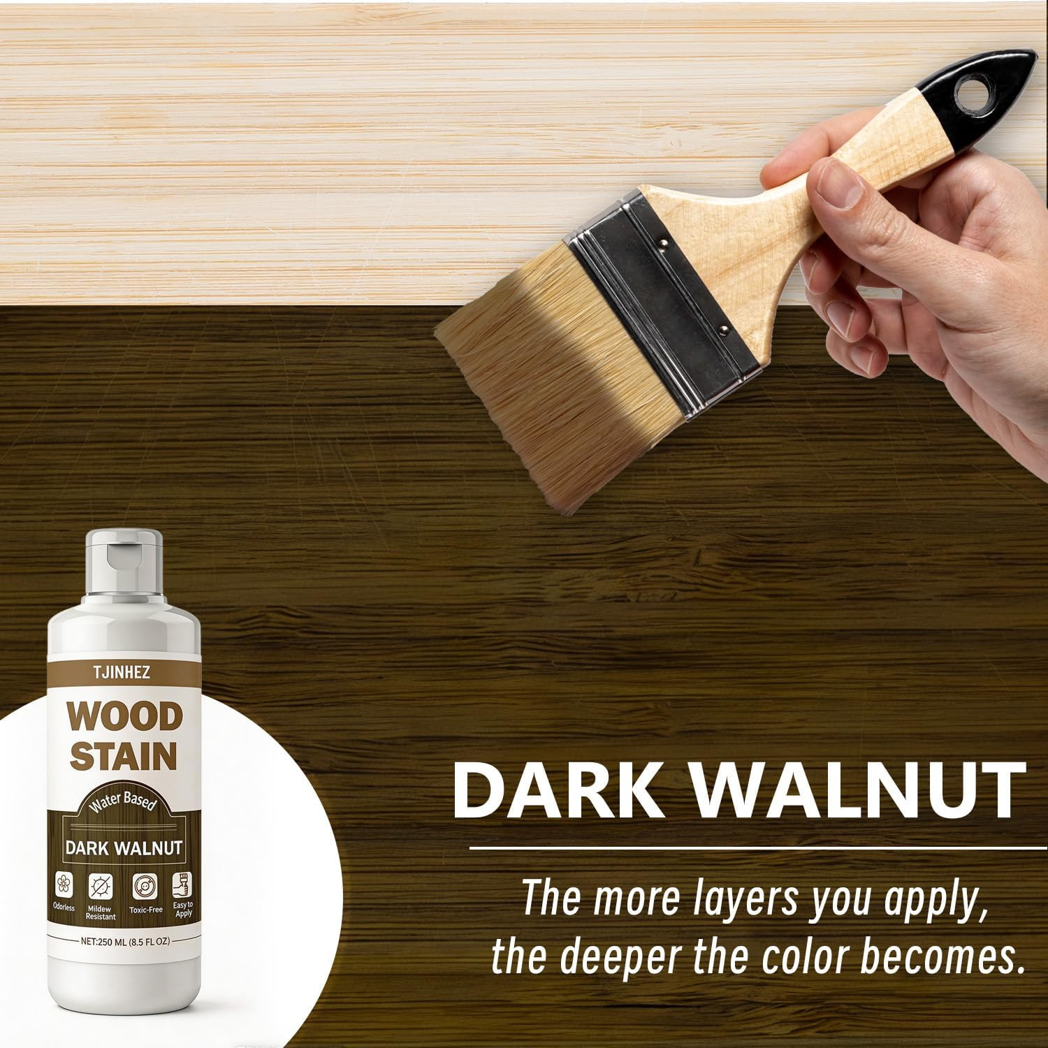 Dark Walnut Wood Stain, 8.5oz/250ml Water Based Wood Stain, Premium Indoor & …