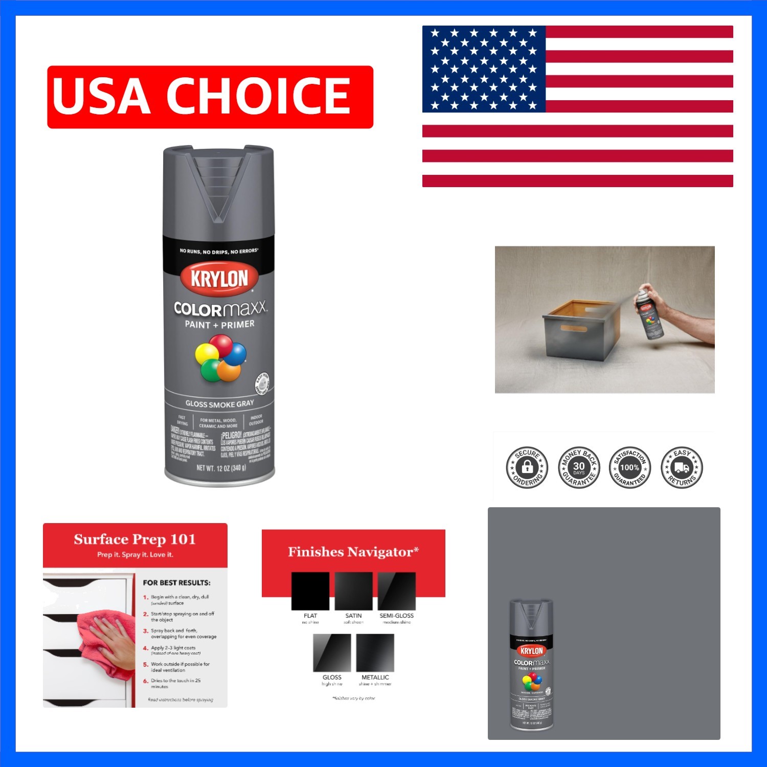 ColorMaxx 12 Oz. Gloss Spray Paint, Smoke Gray – 1 Each